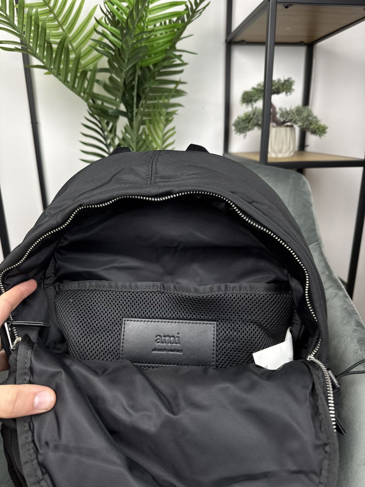 AMI × Designer AMI Paris Ami de Coeur Backpack Black OS Unisex Neylon Size ONE SIZE - 17 Thumbnail