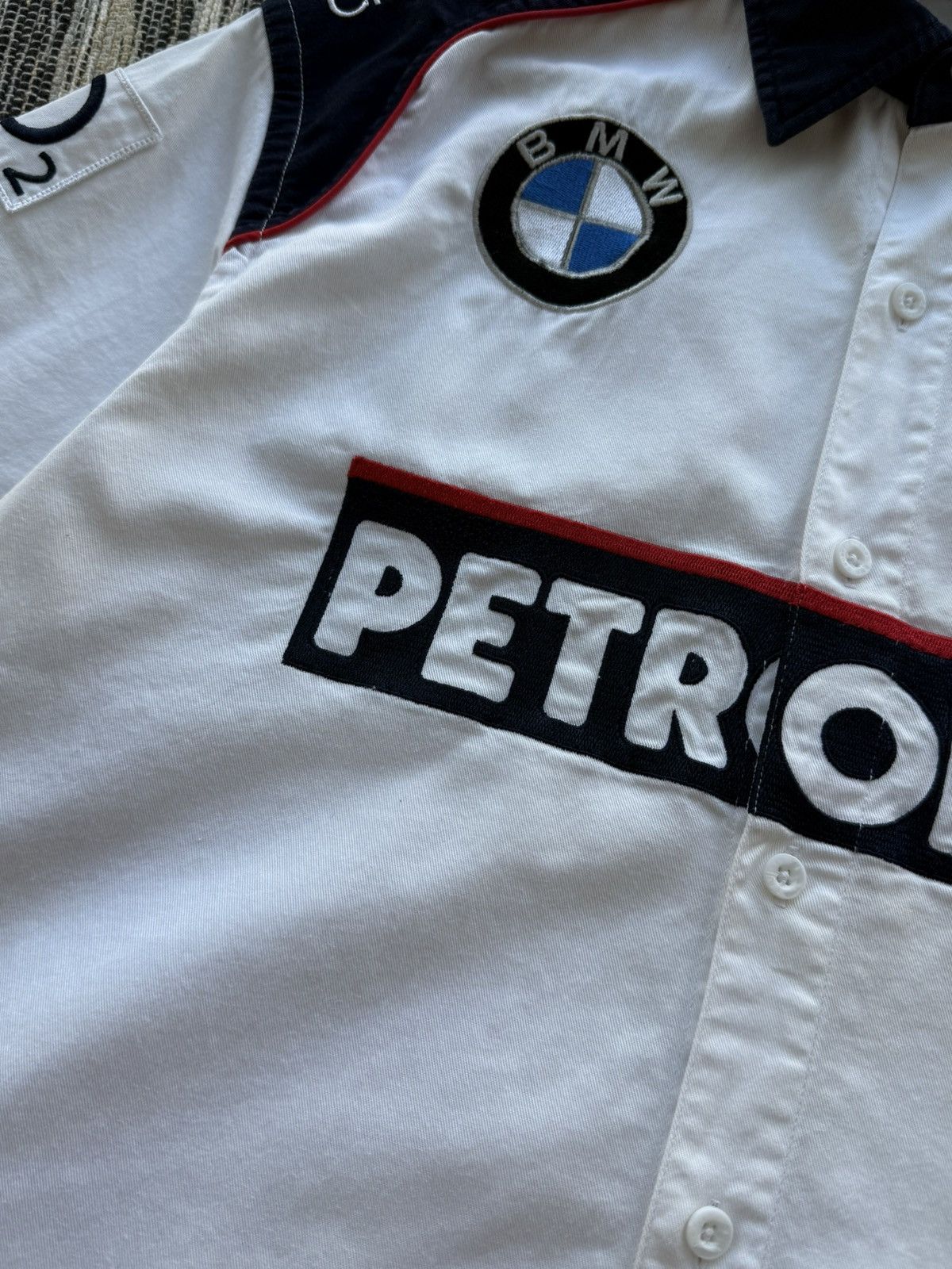 BMW Sauber F1 Team Mens Racing Shirt Petronas SS Button Up