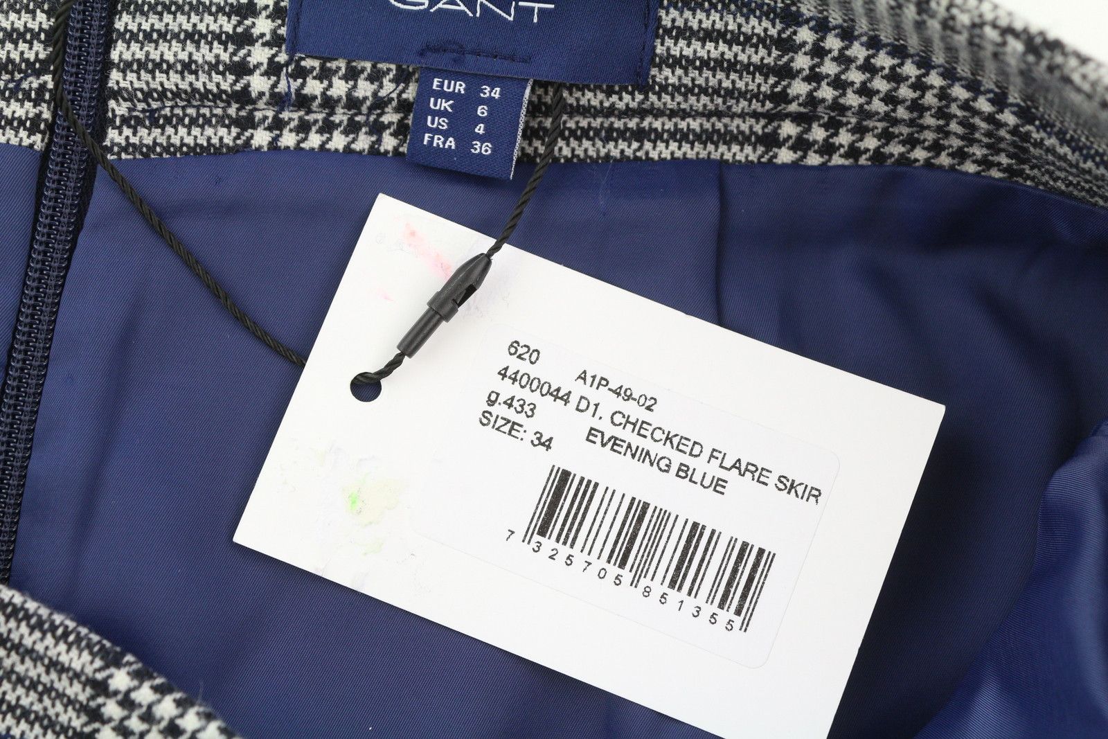 Gant CHECKED FLARE EU34 Blue Plaid Knee Skirt 85179 Size 26" / US 2 / IT 38 - 6 Thumbnail