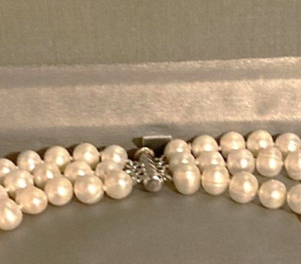 Zales Zales Three-Stranded Cultured Pearl Necklace w/ Silver Clasp Size ONE SIZE - 3 Thumbnail