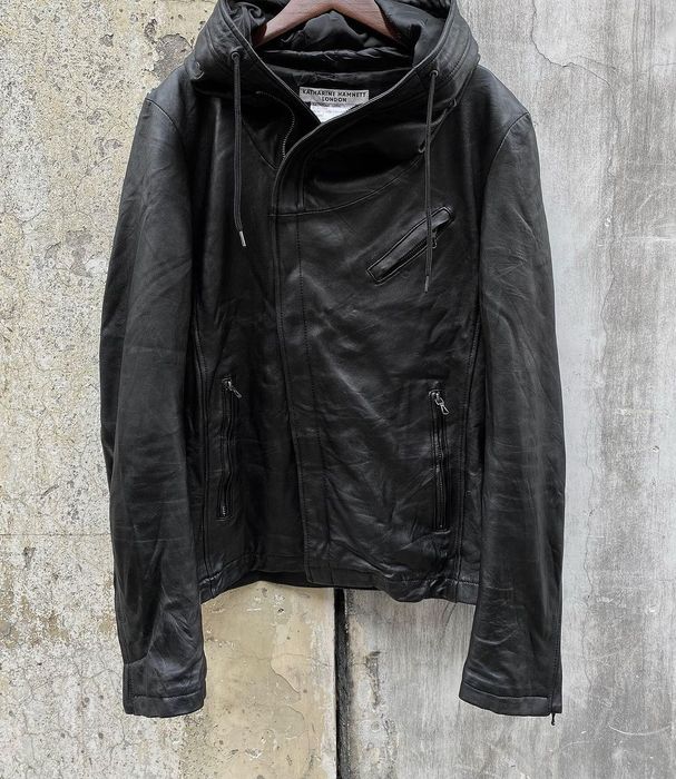 Katharine Hamnett London KATHARINE HAMNETT HOODED LEATHER JACKET