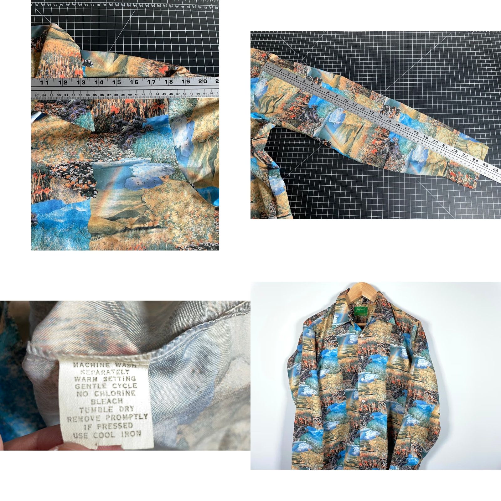 Arrow VINTAGE Arrow Shirt Mens Large 70s Joe Namath Collared Button-Up Blue Geometric Pattern Multi-Theme Nature Motif Size US L / EU 52-54 / 3 - 8 Thumbnail