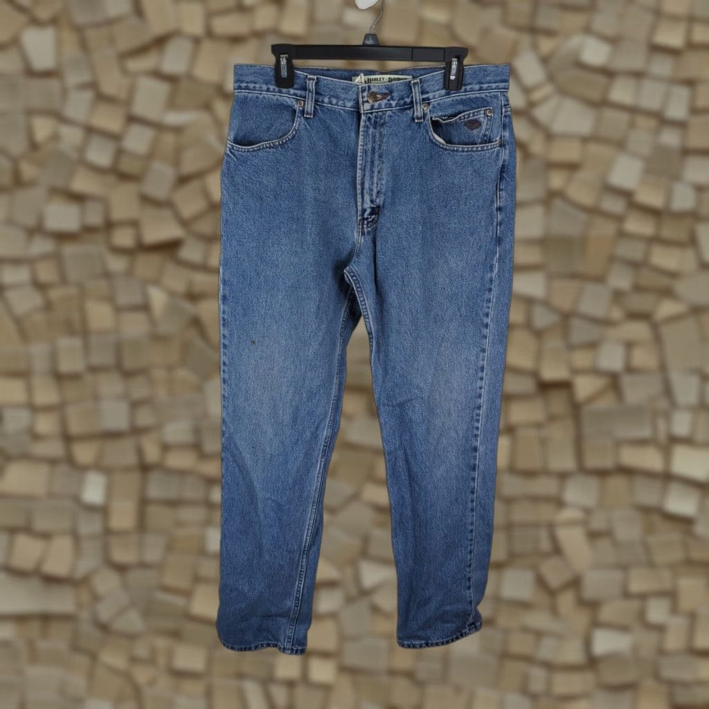 Harley Davidson VINTAGE Harley-Davidson Jeans Men's 34x34 Blue Straight Leg Medium Wash Denim Size US 34 / EU 50 - 1 Thumbnail