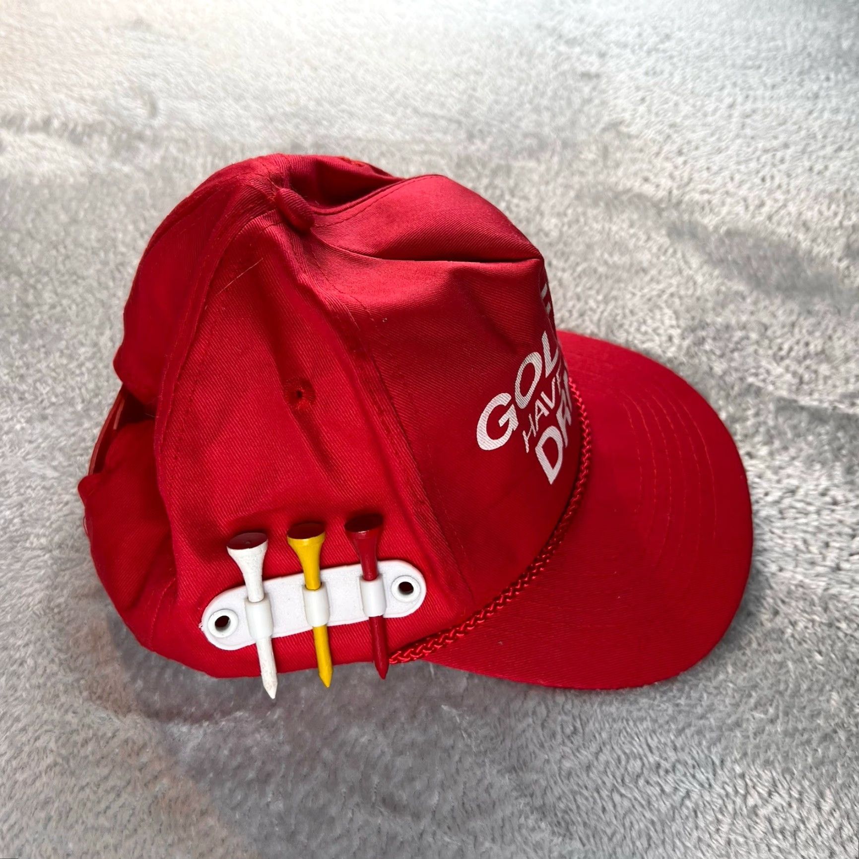 Vintage Papel Trucker Hat Adjustable Red Cotton Golfers Have More Drive Cap Hat Men Summer Casual Adjustable Hat Red Cotton Trucker Cap Size ONE SIZE - 2 Thumbnail