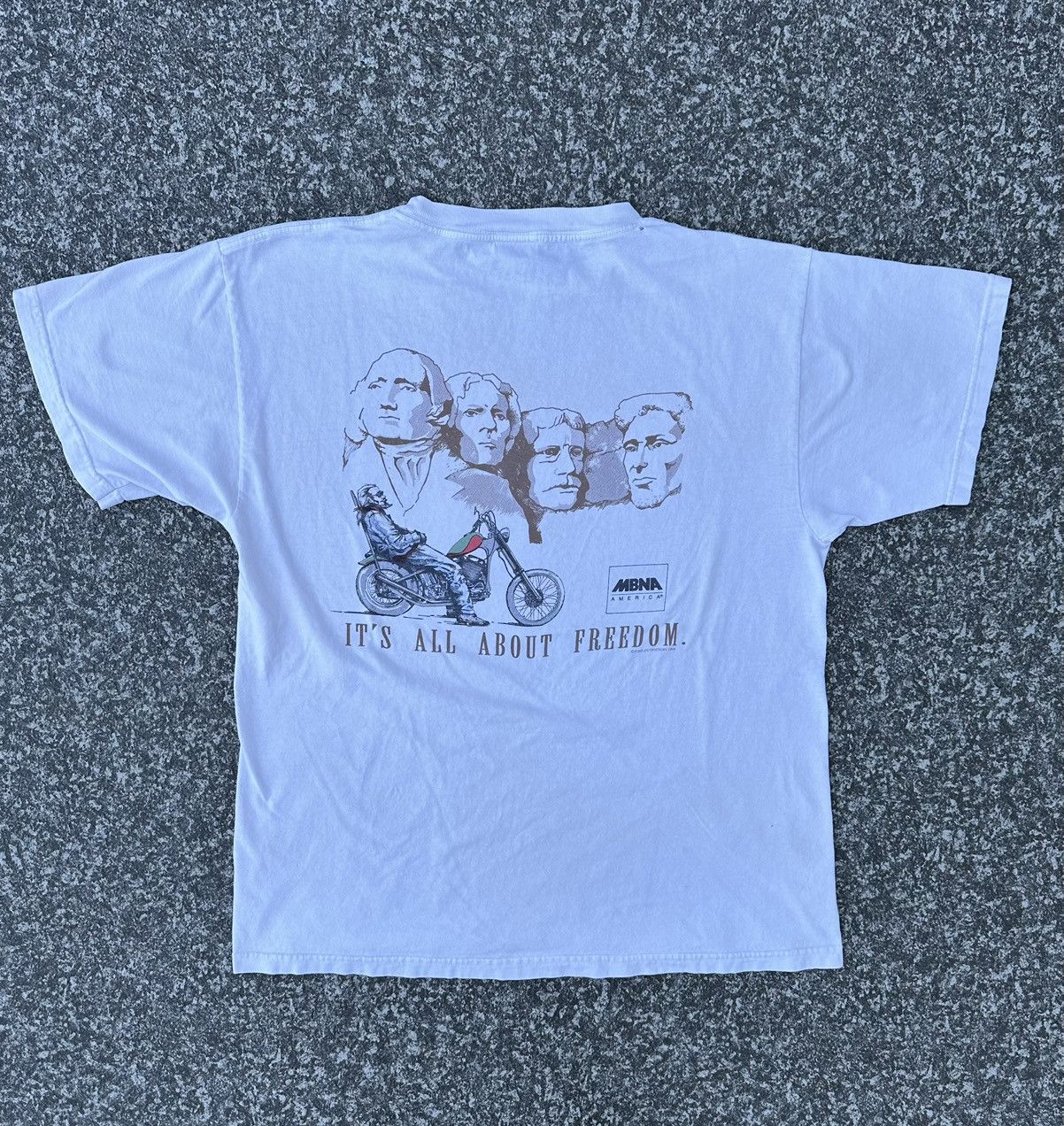 Vintage 90s MBNA America Motorcycle Biker Mullet T-Shirt