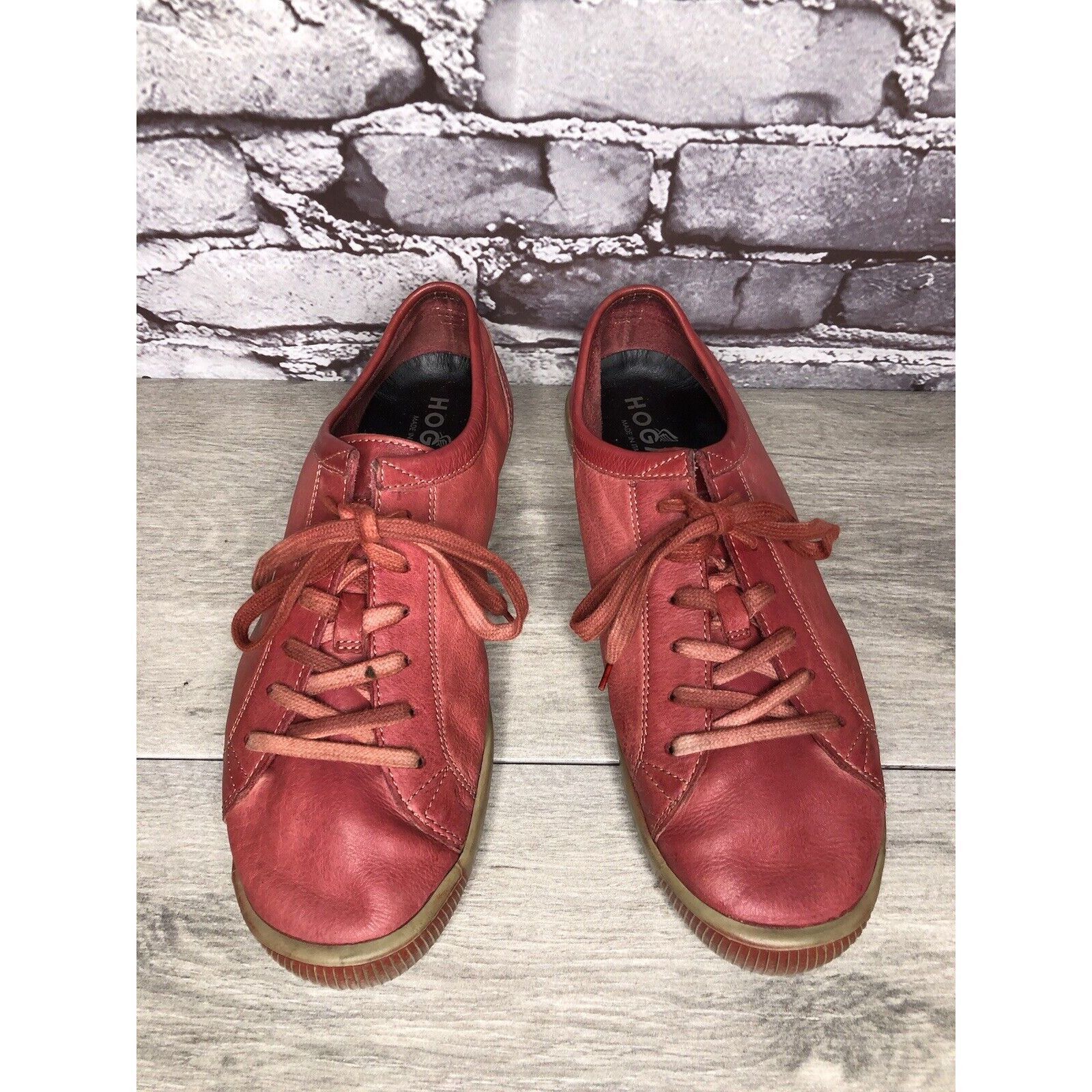 Hogan Hogan Red Leather Casual Comfort Lace Up Sneakers Shoes Wome Size US 9.5 / IT 39.5 - 2 Thumbnail