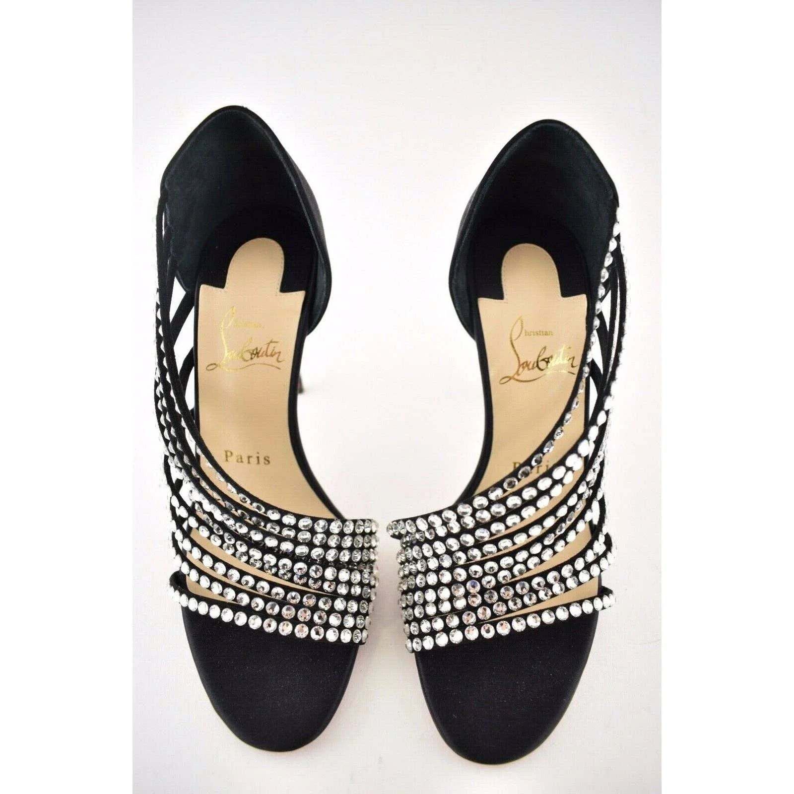 Christian Louboutin Norina Strass 100 Black Crystal Strap Sandal Heel Pump 36.5 Size US 6.5 / IT 36.5 - 7 Thumbnail