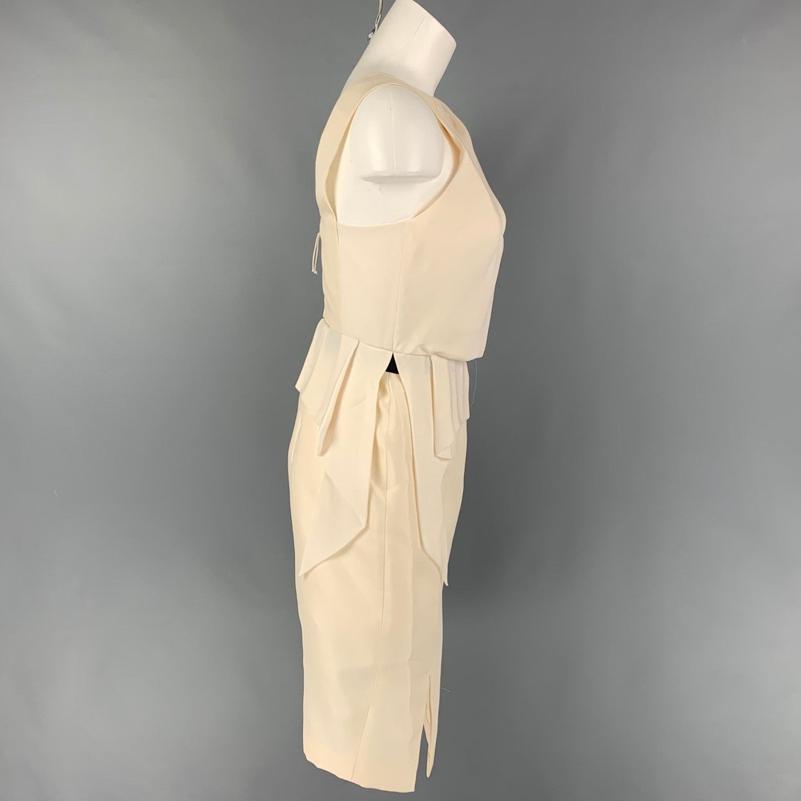 Other J.MENDEL Size 4 Cream Silk Sleeveless Cocktail Dress Size S / US 4 / IT 40 - 2 Thumbnail