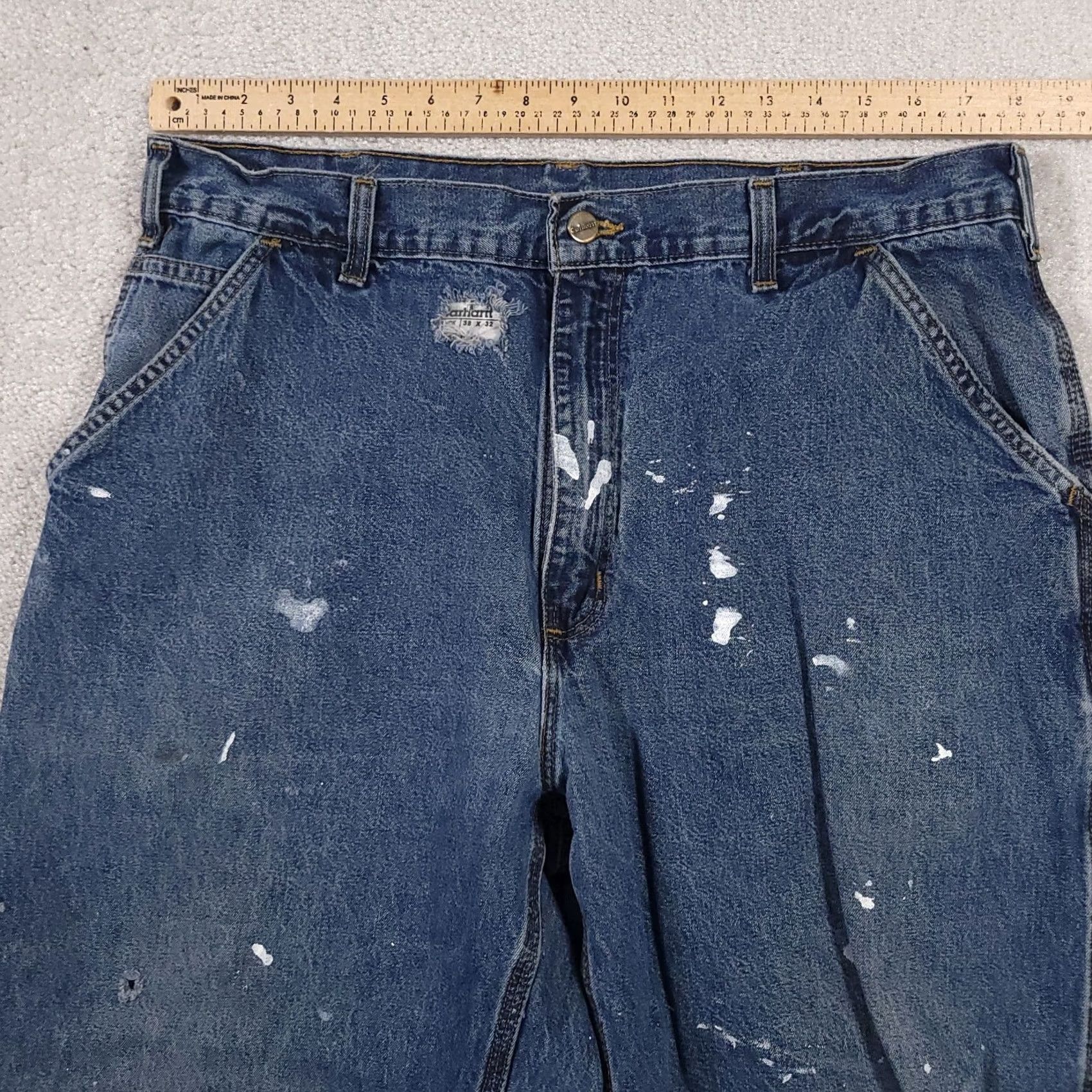 Carhartt Carhartt B13 Dungaree Carpenter Denim Jeans Blue Mens 38x32 Grunge Workwear Size US 38 / EU 54 - 4 Thumbnail