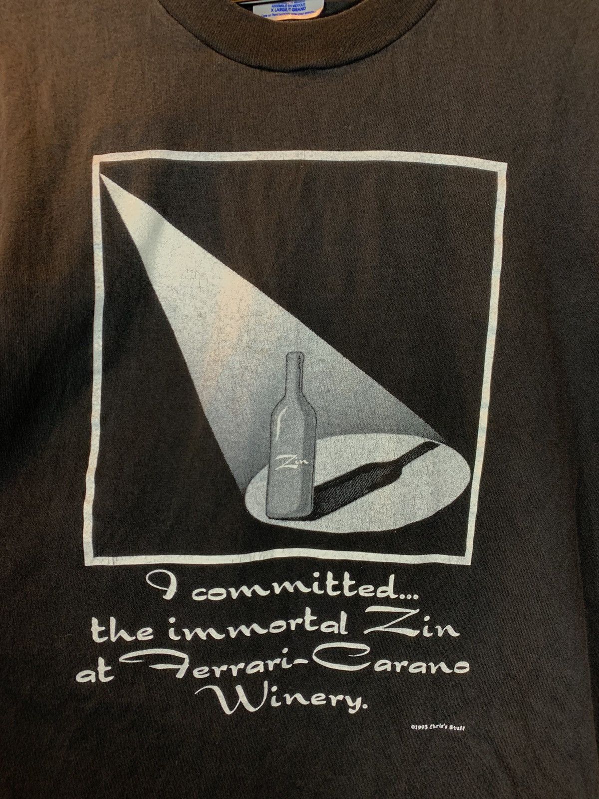 Vintage RARE* Vintage 1993 Committed The Immortal Zin Zyn Wine Shirt Size US XL / EU 56 / 4 - 2 Thumbnail