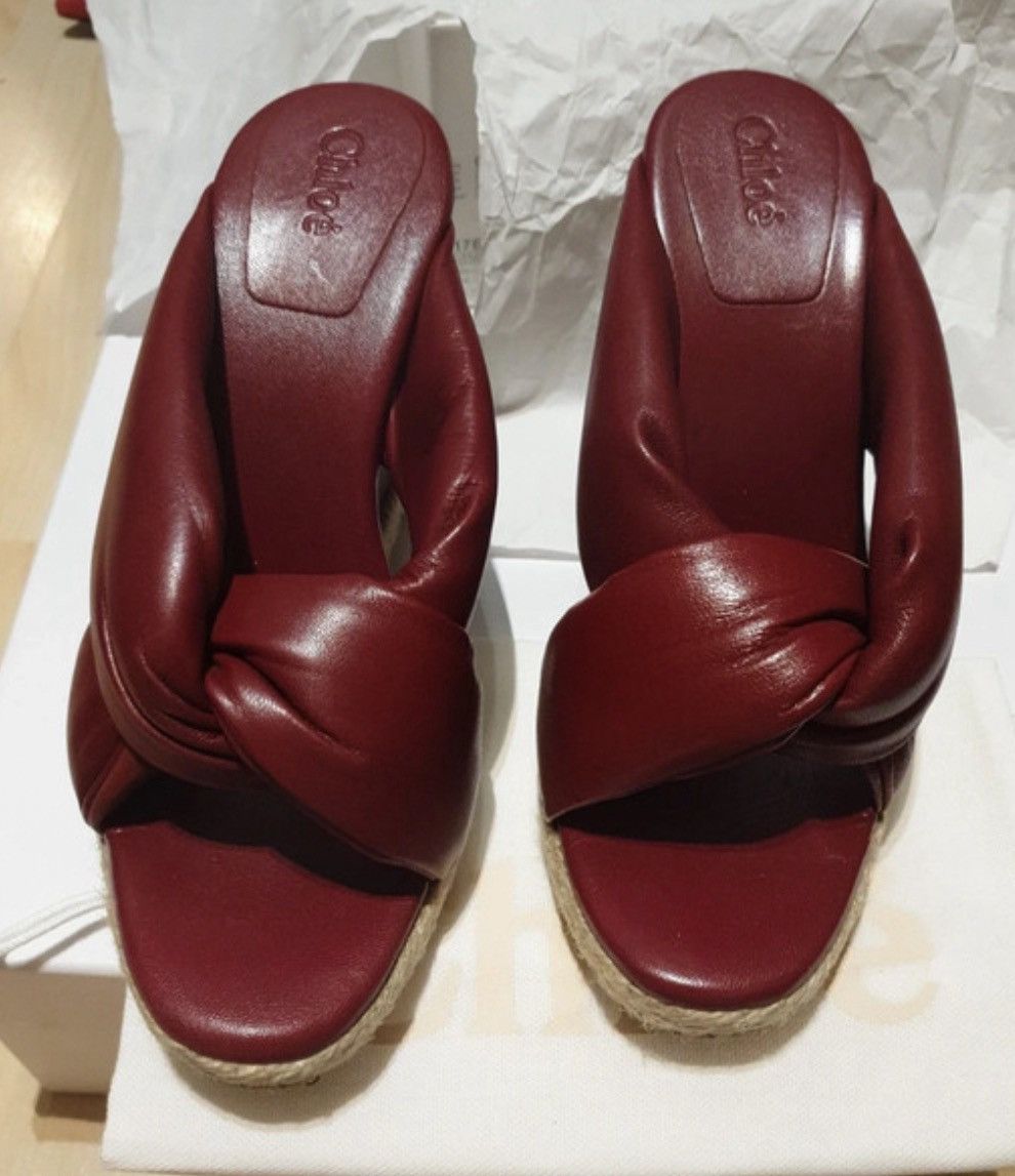 Isabel Marant Isabel Marant Bordeaux Red Leather Wedge Mules Size US 7 / IT 37 - 5 Thumbnail