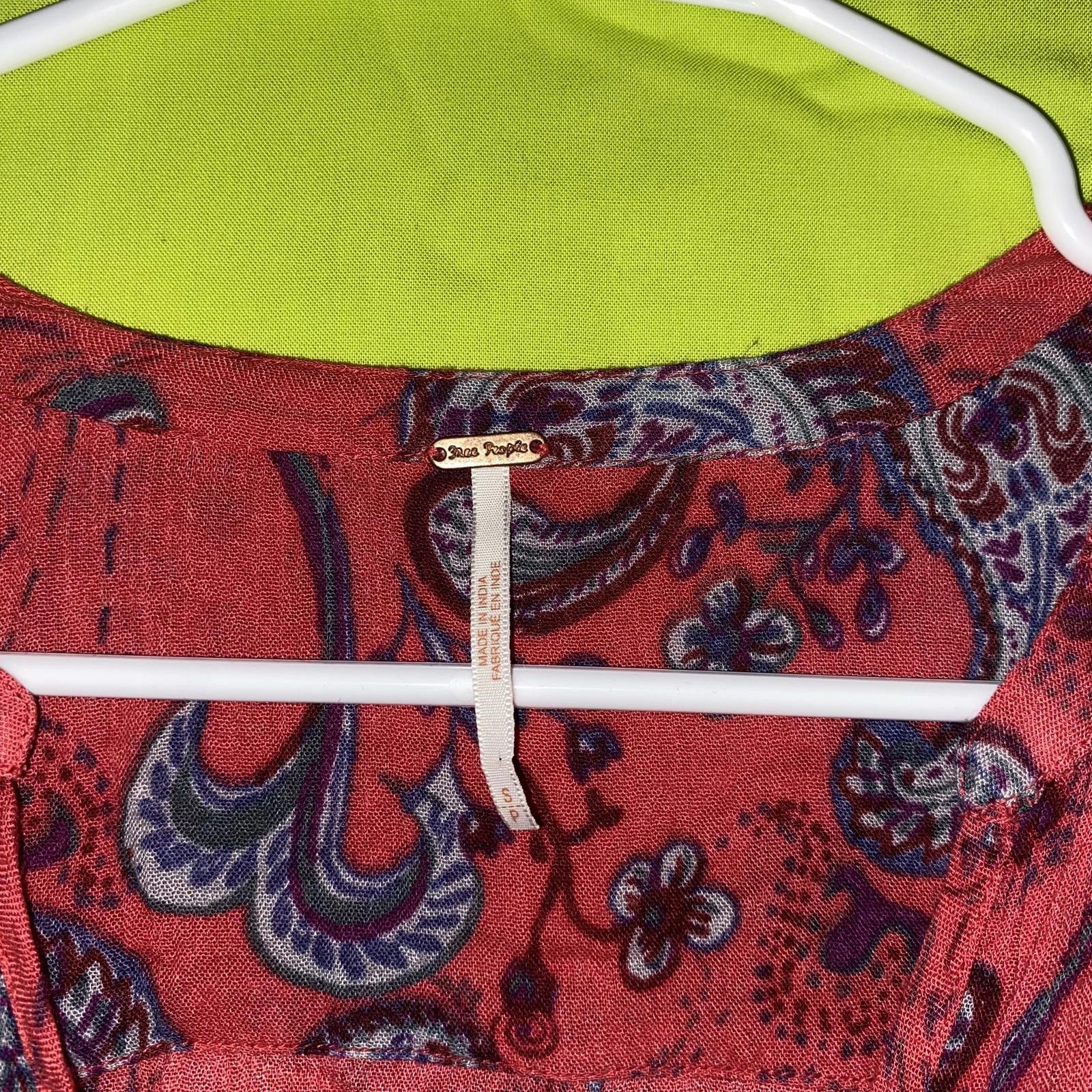Free People Free People Red Floral Long Sleeves Top S Size S / US 4 / IT 40 - 3 Thumbnail