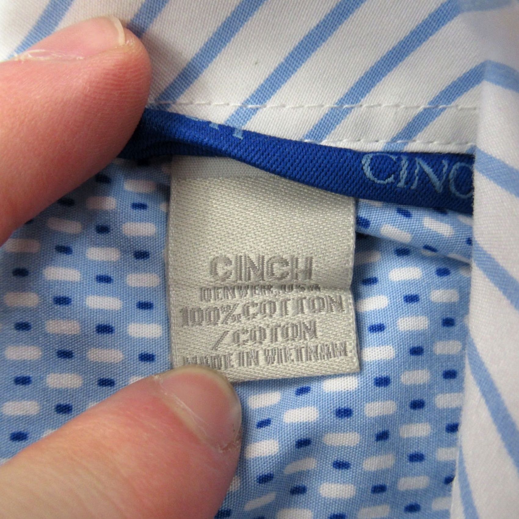 Vintage Cinch Shirt XL Blue Long Sleeve Button Front Casual Lightweight Mens Size US XL / EU 56 / 4 - 5 Thumbnail