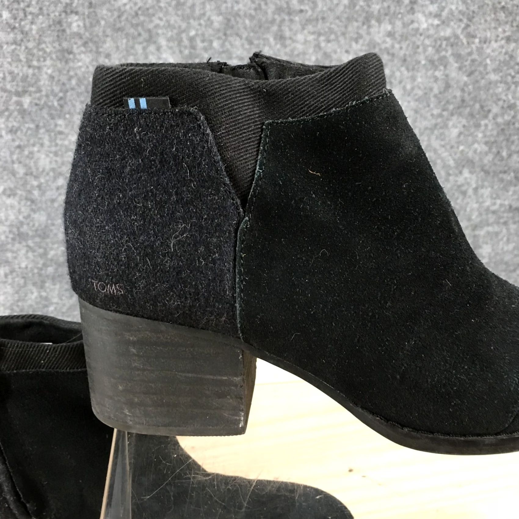 Toms Toms Boots Womens 5 Loren Ankle Bootie Black Side Zip Casual Almond Toe Block Size US 5 / IT 35 - 6 Thumbnail