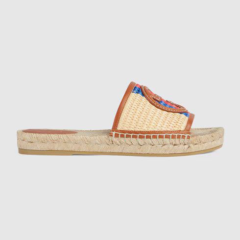 Gucci o1s1wg110125 Interlocking G Espadrille Slides in Multicolor Size US 5 / IT 35 - 1 Thumbnail