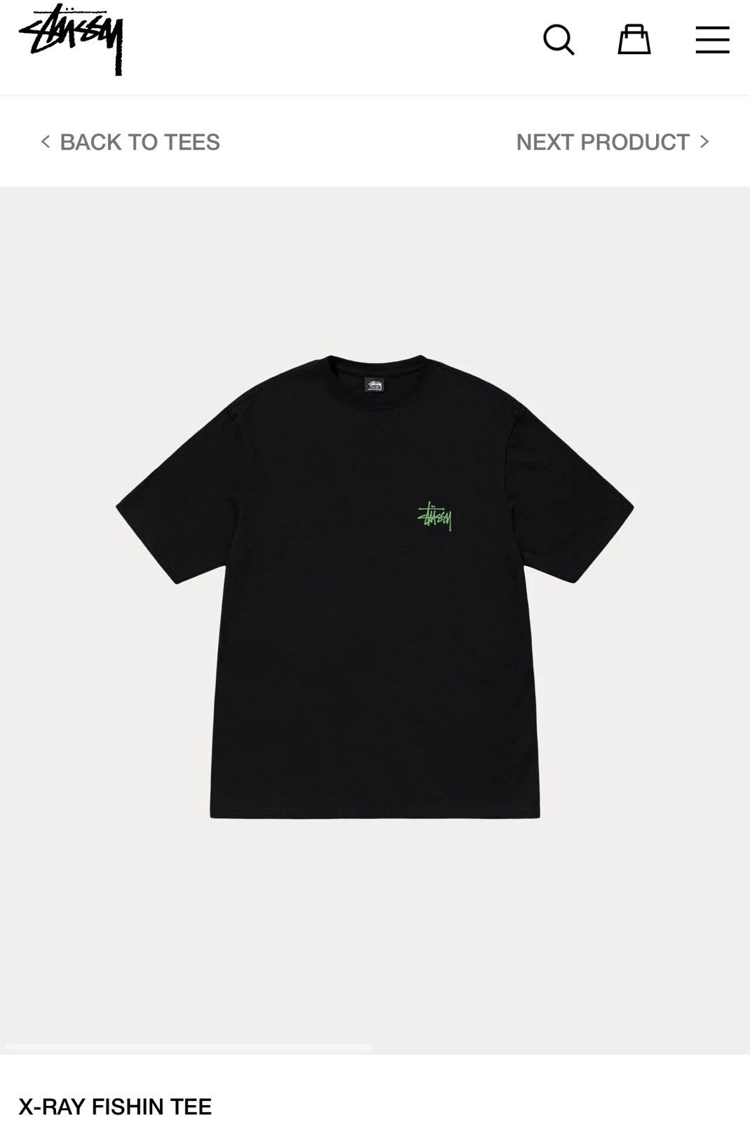 Stussy [BLACK] STUSSY XRAY FISHIN TEE Size US M / EU 48-50 / 2 - 2 Thumbnail