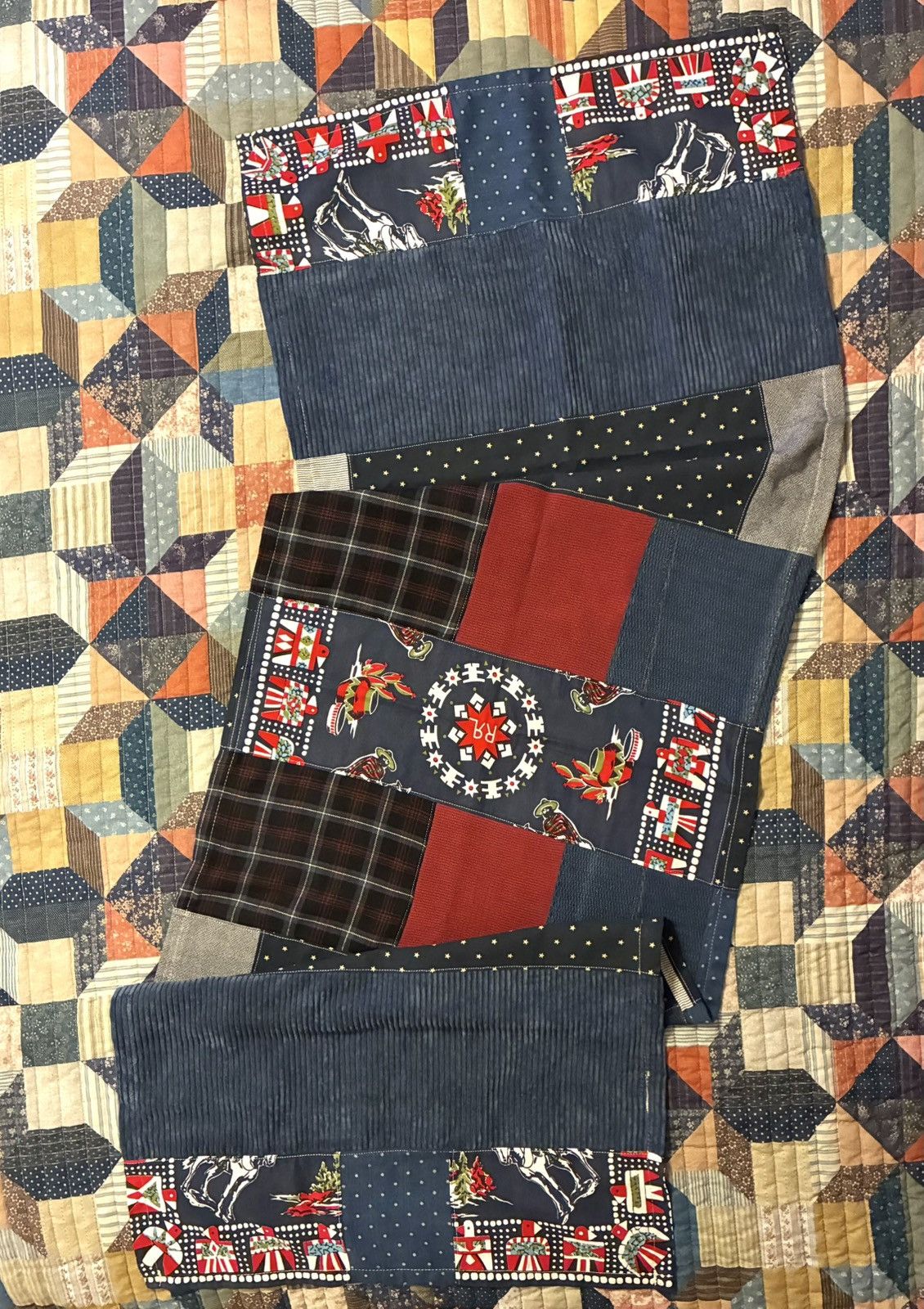 RRL Ralph Lauren CUSTOM RRL/ RL PATCHWORK SCARF (100% UPCYCLED RRL FABRIC) Size ONE SIZE - 6 Thumbnail