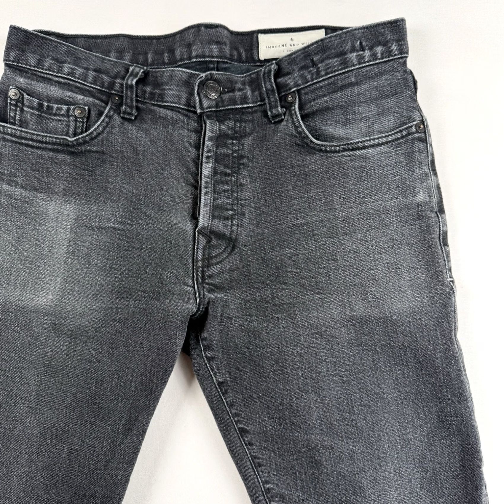 Imogene + Willie Imogene and Willie Barton Slim Jeans Mens Size 30 Black Selvedge Button Fly Slim Straight 5-Pocket Denim Inseam 28 Size US 30 / EU 46 - 4 Thumbnail