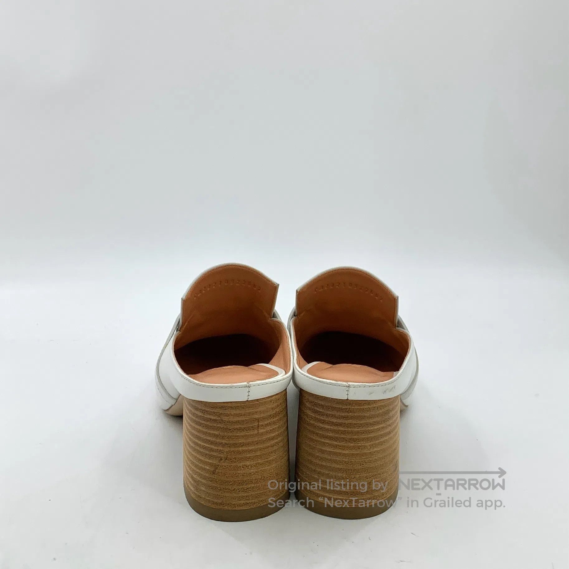 Hermes Hermes White silver buckle Mule block high-heeled shoes| Size US 8.5 / IT 38.5 - 4 Thumbnail