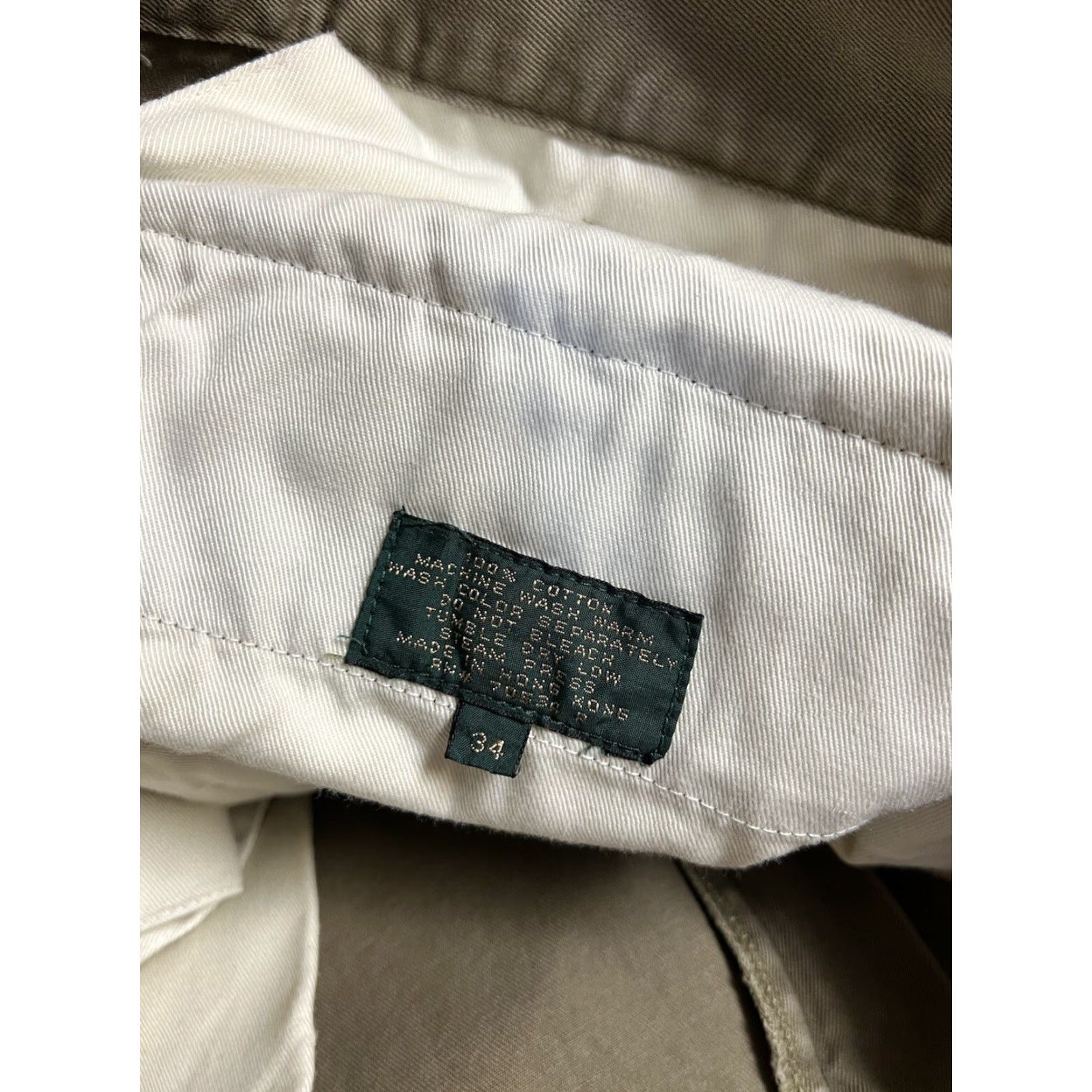 Orvis VINTAGE Orvis Chino Pants Mens 32x32 Brown Green Trim Casual Mens Size 32 Regular Straight Inseam 30 Leather Front Flat Front Size US 32 / EU 48 - 5 Thumbnail