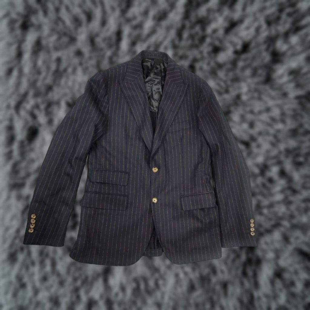 Eleventy Eleventy Milano Design premium classic two-piece suit Wool Cotton? Striped blue 2 Piece Men M Jacket Pants Blazer Mens 2 Piece Suit Vintage No N/A Size 40R - 1 Thumbnail