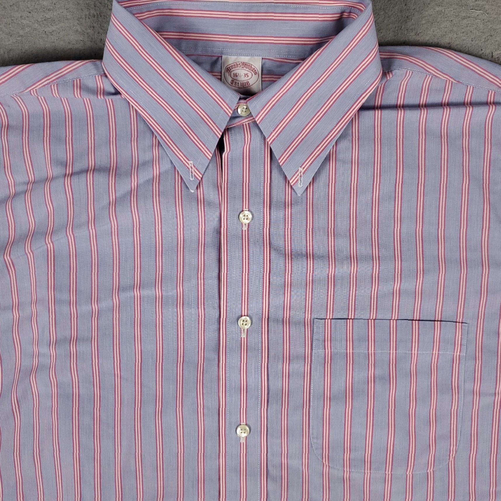 Brooks Brothers VINTAGE Brooks Brothers Shirt Mens 16.5 Blue Red Striped Dress Button Up Long Sleeve Regular Non-Iron Pockets Men's Size 42R - 2 Thumbnail