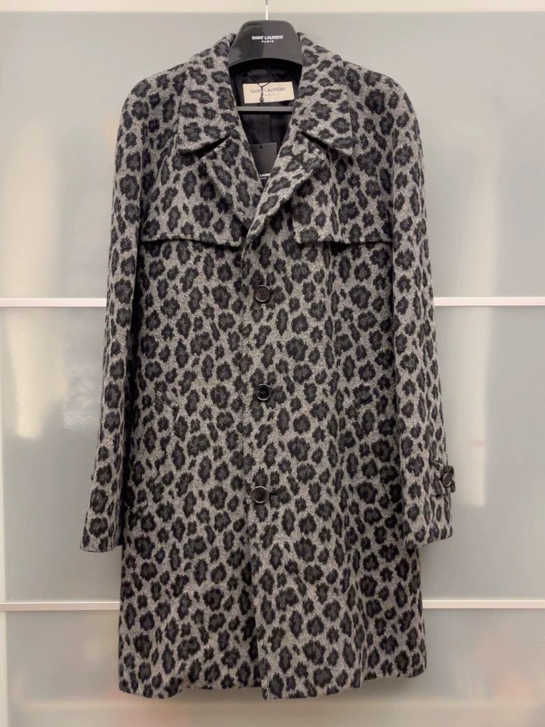 Saint Laurent Paris Saint Laurent Grey Leopard Print Coat Size US M / EU 48-50 / 2 - 1 Thumbnail