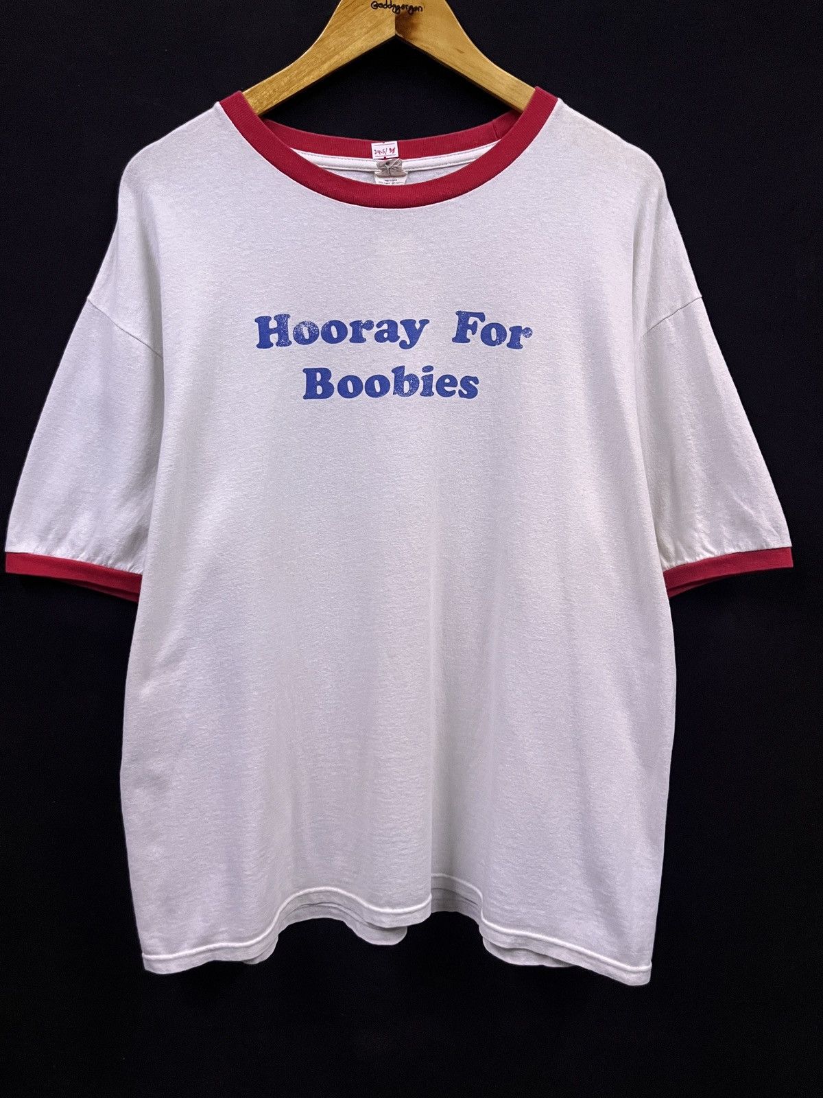 Band Tees VINTAGE ROCK OF AGES HOORAY FOR BOOBIES RINGER BAND TSHIRT Size US XL / EU 56 / 4 - 1 Thumbnail