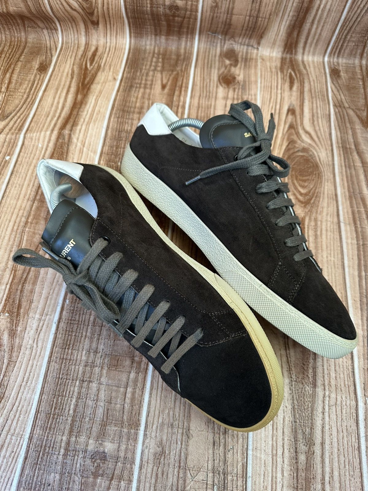 Saint Laurent Paris Saint Laurent HEDI SLI Court Classic Low-Top Suede Trainers Size US 12 / EU 45 - 8 Thumbnail