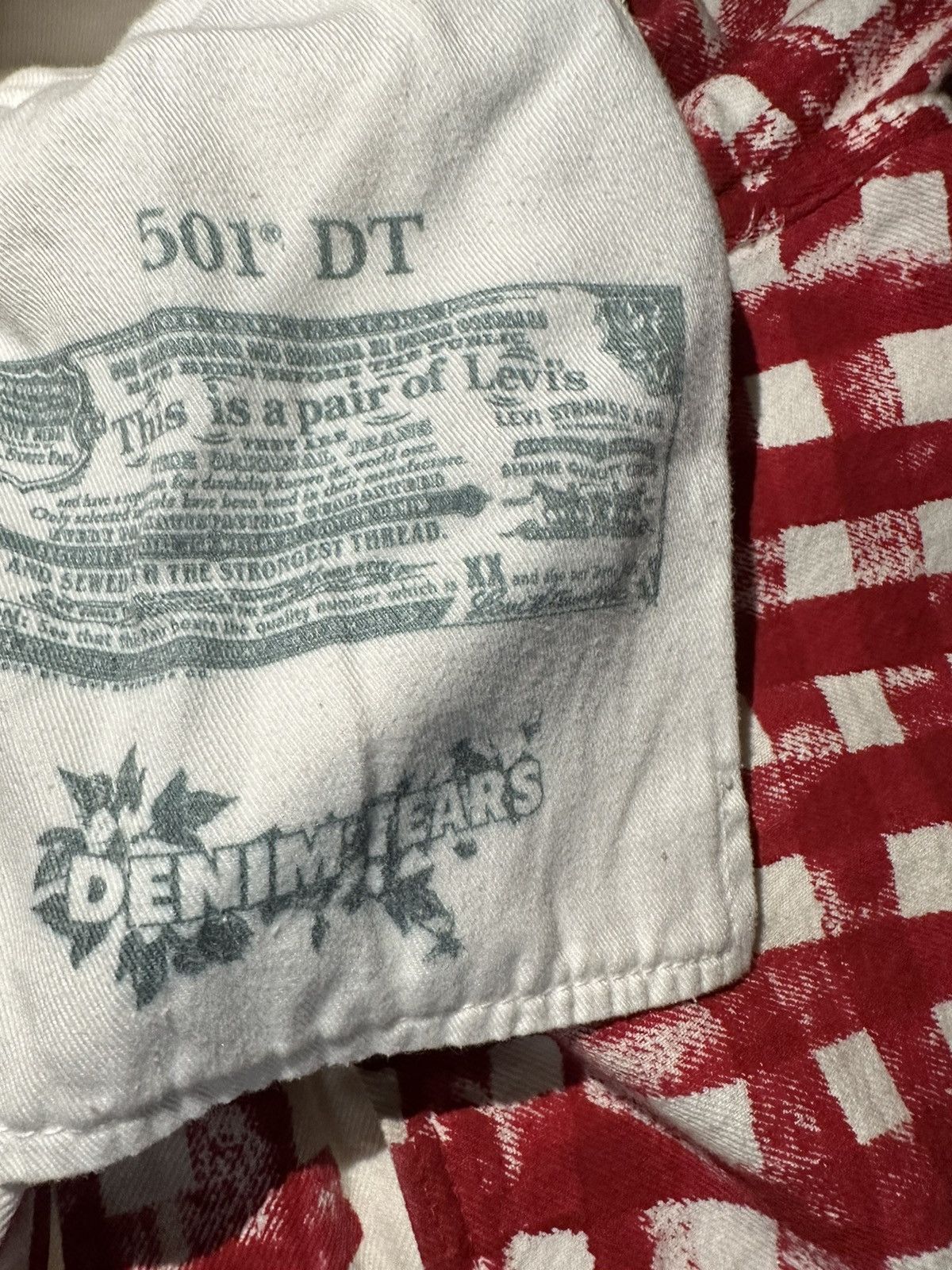 DENIM TEARS DENIM TEARS HAND PAINTED PICNIC PLAID “KISS MY GRITS” PANTS Size US 33 - 4 Thumbnail