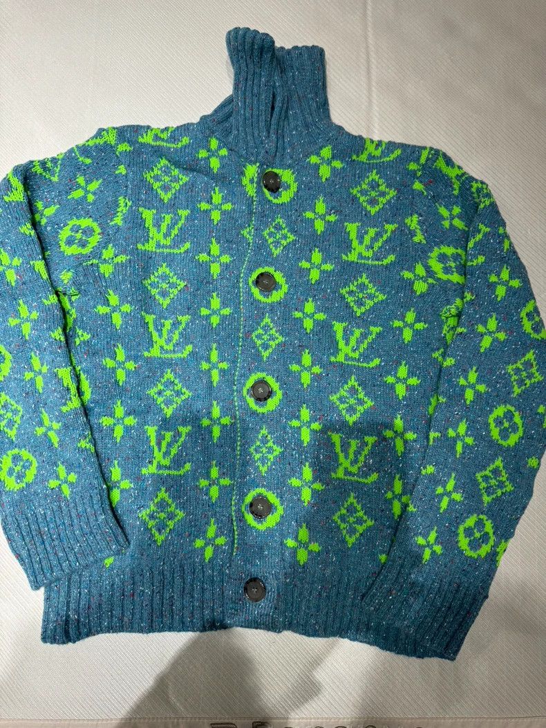 Louis Vuitton LV Knit Cardigan in Fluorescent Green and Blue - dmc Size US M / EU 48-50 / 2 - 1 Thumbnail