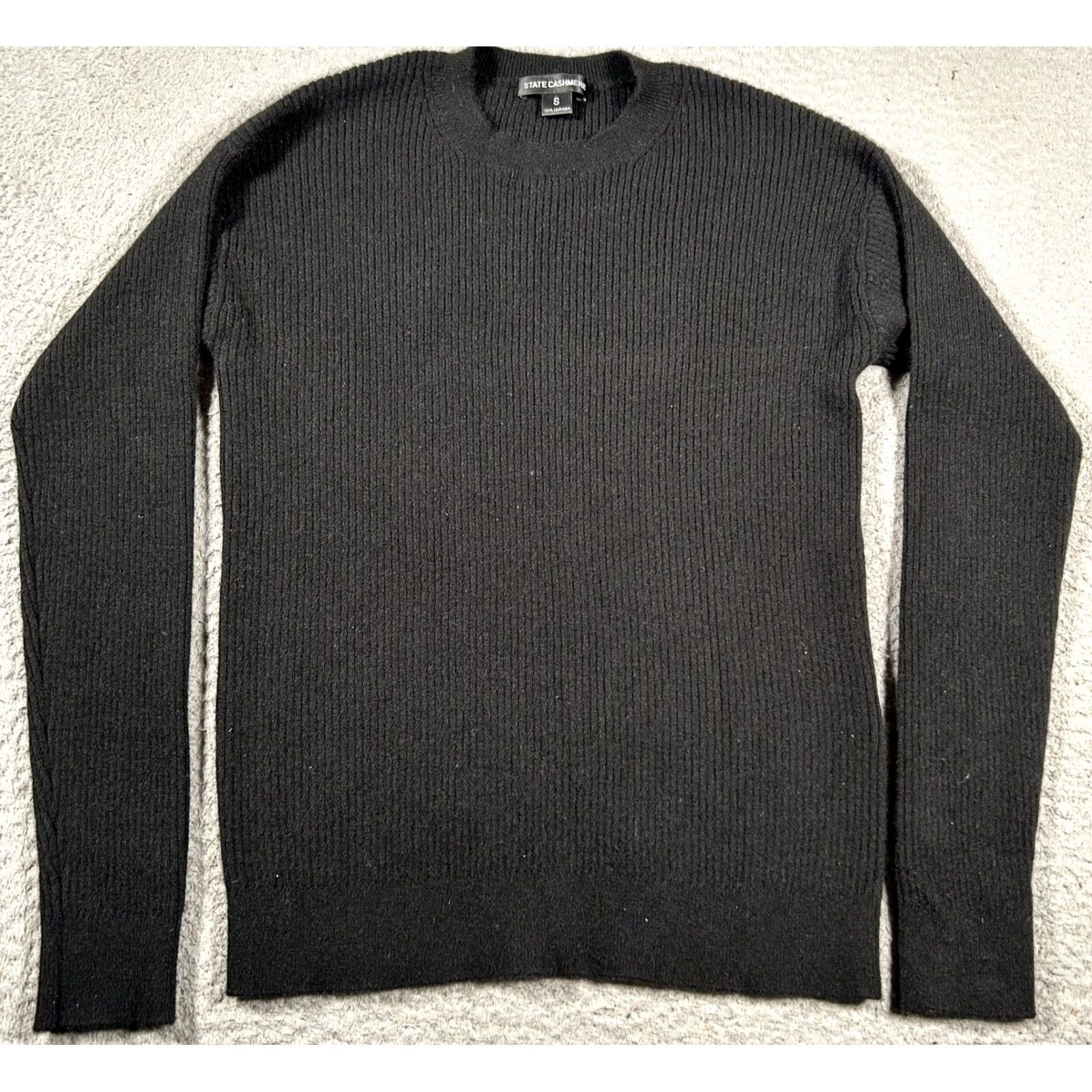 Vintage State Cashmere Sweater Womens Small Black Ribbed Crew Neck Long Sleeve Size S / US 4 / IT 40 - 2 Thumbnail