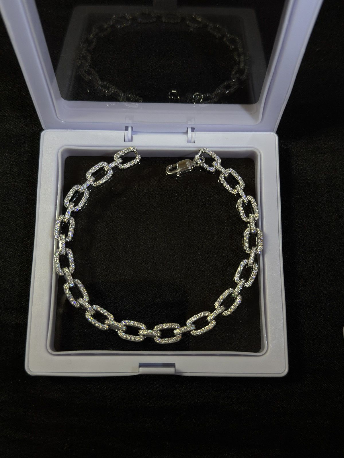 Sterling Silver 💎 Iced Out Silver Chain Bracelet 8 In - Moissanite VVSD1 Size ONE SIZE - 3 Thumbnail