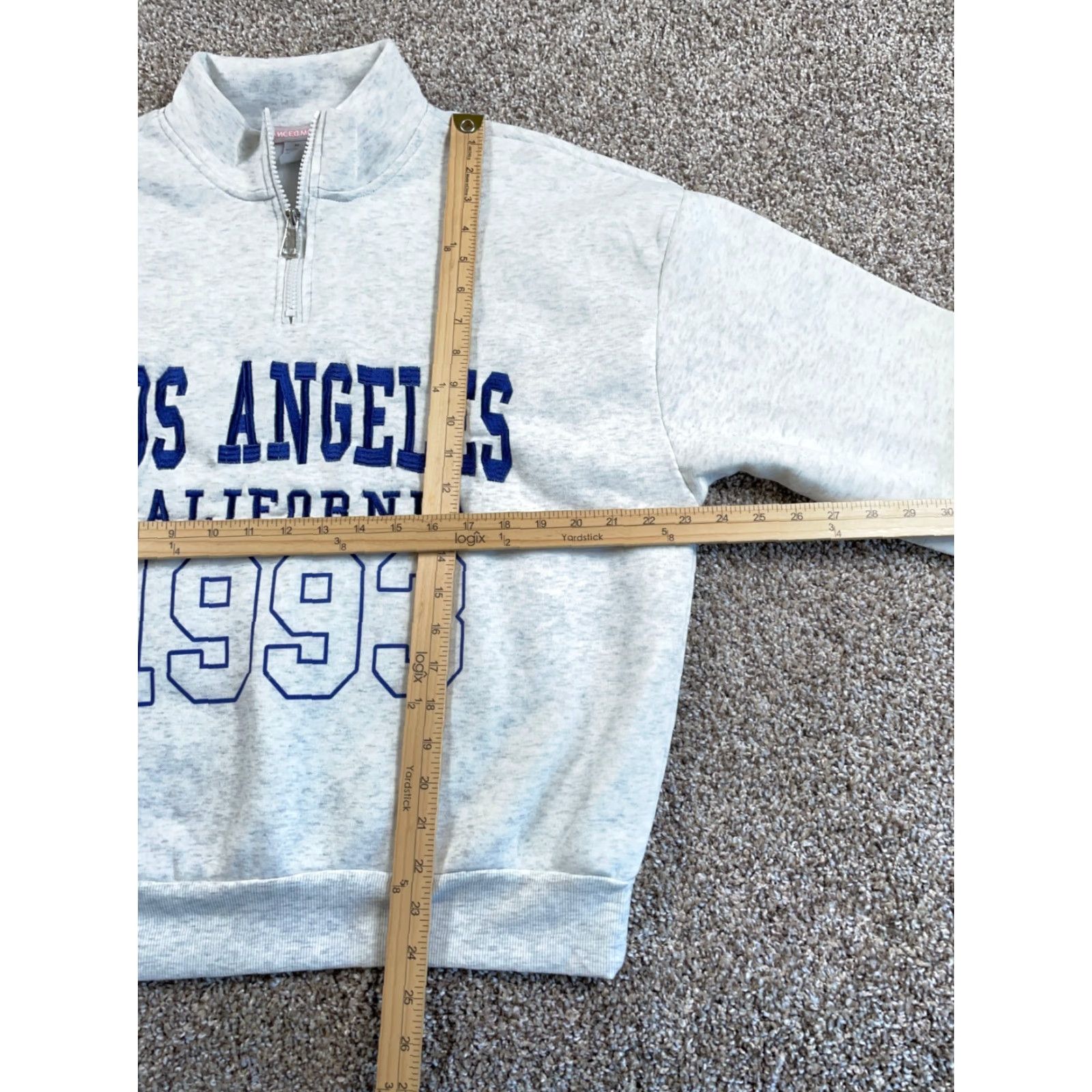 Etro Retro Sweatshirt 1/4 Zip Los Angeles California Women's Medium Gray Embroidered Size M / US 6-8 / IT 42-44 - 5 Thumbnail