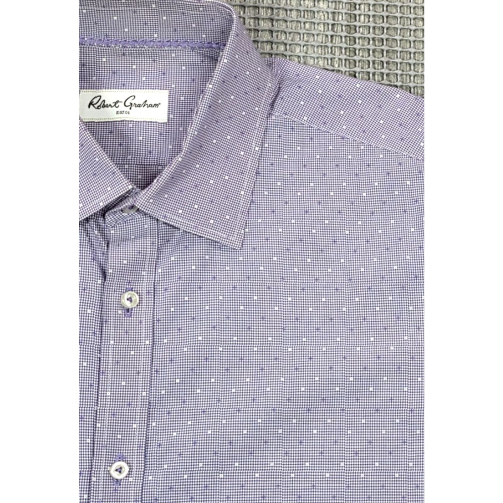 Robert Graham Robert Graham Long Sleeve Button Up Dress Shirt Purple Geometric Men L 42-16.5 Size US XL / EU 56 / 4 - 3 Thumbnail