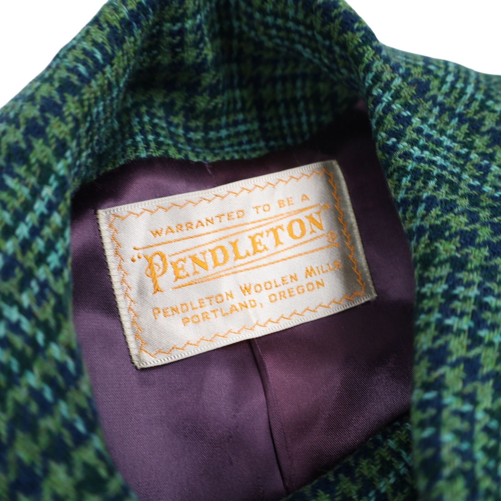 Pendleton × Vintage Vintage Pendleton Houndstooth Wool Satin Lined Overcoat Size L / US 10 / IT 46 - 7 Thumbnail