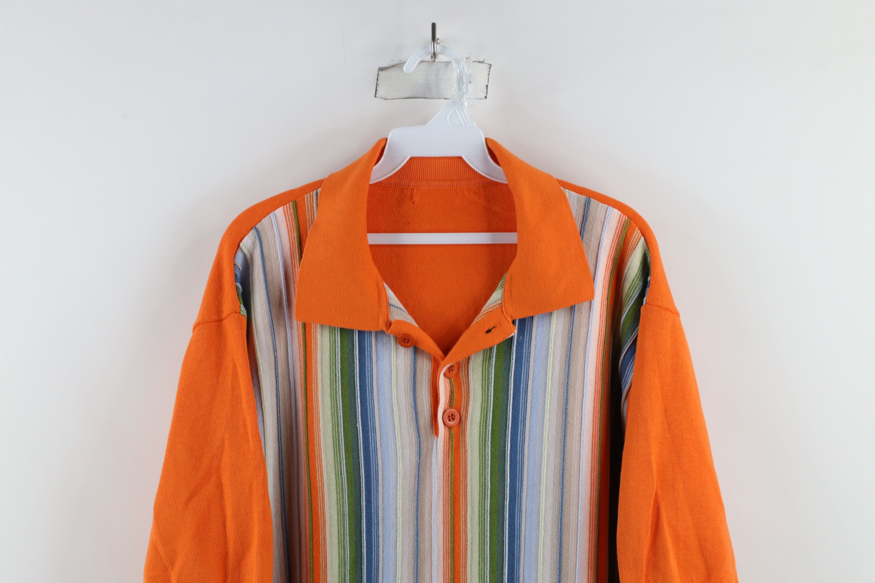 Vintage Vintage 90s Coogi Style Striped Knit Collared Pullover Polo Size US XXL / EU 58 / 5 - 2 Thumbnail