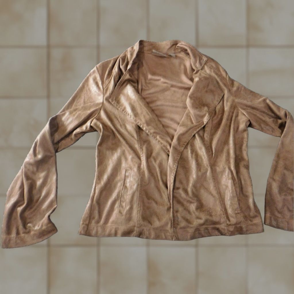 Vintage Chicos Jacket Womens Brown Open Casual Basic Jacket Long Sleeve Mid-Length Solid Pattern Fall Spring Designer Size XS / US 0-2 / IT 36-38 - 1 Thumbnail