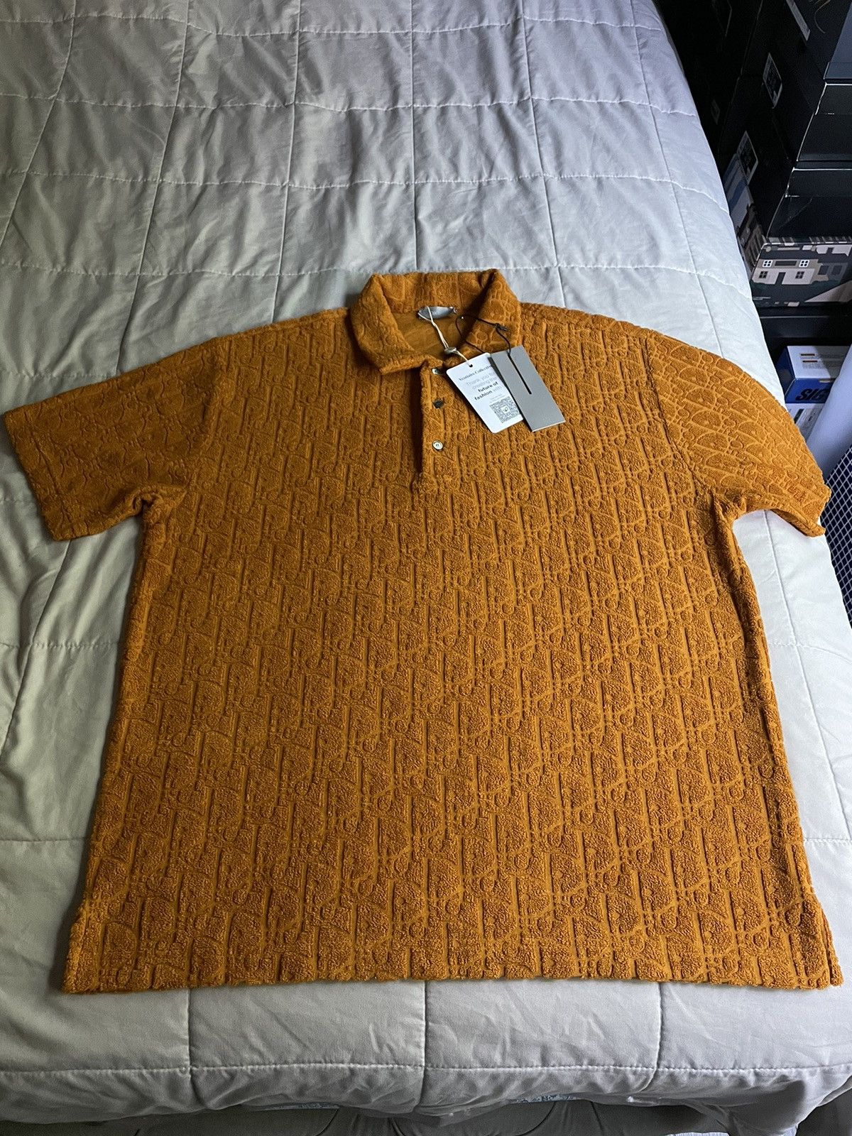 Dior Dior Orange Oblique Terry Cloth Polo Shirt Size US XXL / EU 58 / 5 - 2 Thumbnail