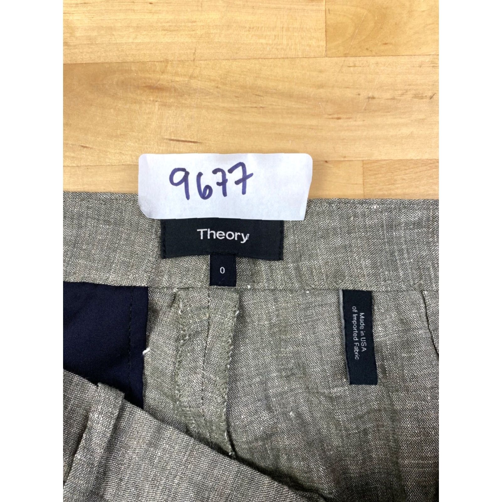 Theory Theory Pants Womens 0 Cropped Straight Linen Blend Gray Regular Business Casual City Preppy #9677 Size 25" / US 0 / IT 36 - 3 Thumbnail