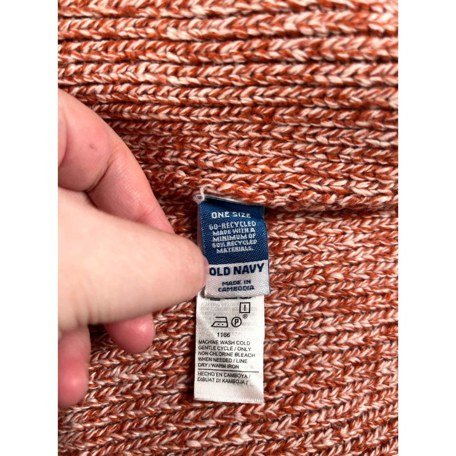 Old Navy Old Navy Beanie Adult One Size Orange White Knit Embroider 100% Polyester Hat Beanie Mens One Size Orange Knit 100% Polyester Old Navy Size ONE SIZE - 6 Thumbnail