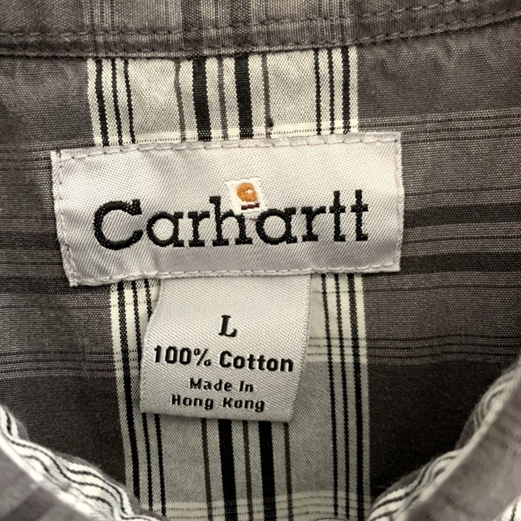 Carhartt Carhartt Shirt Mens Large Pearl Snap Gray Black Plaid Woven 100% Cotton Size US L / EU 52-54 / 3 - 2 Thumbnail