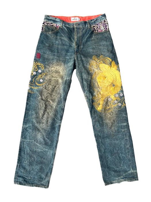 Japanese Brand Karakuri Tamashi Japan Golden Koi Fish AOP Snake Scale