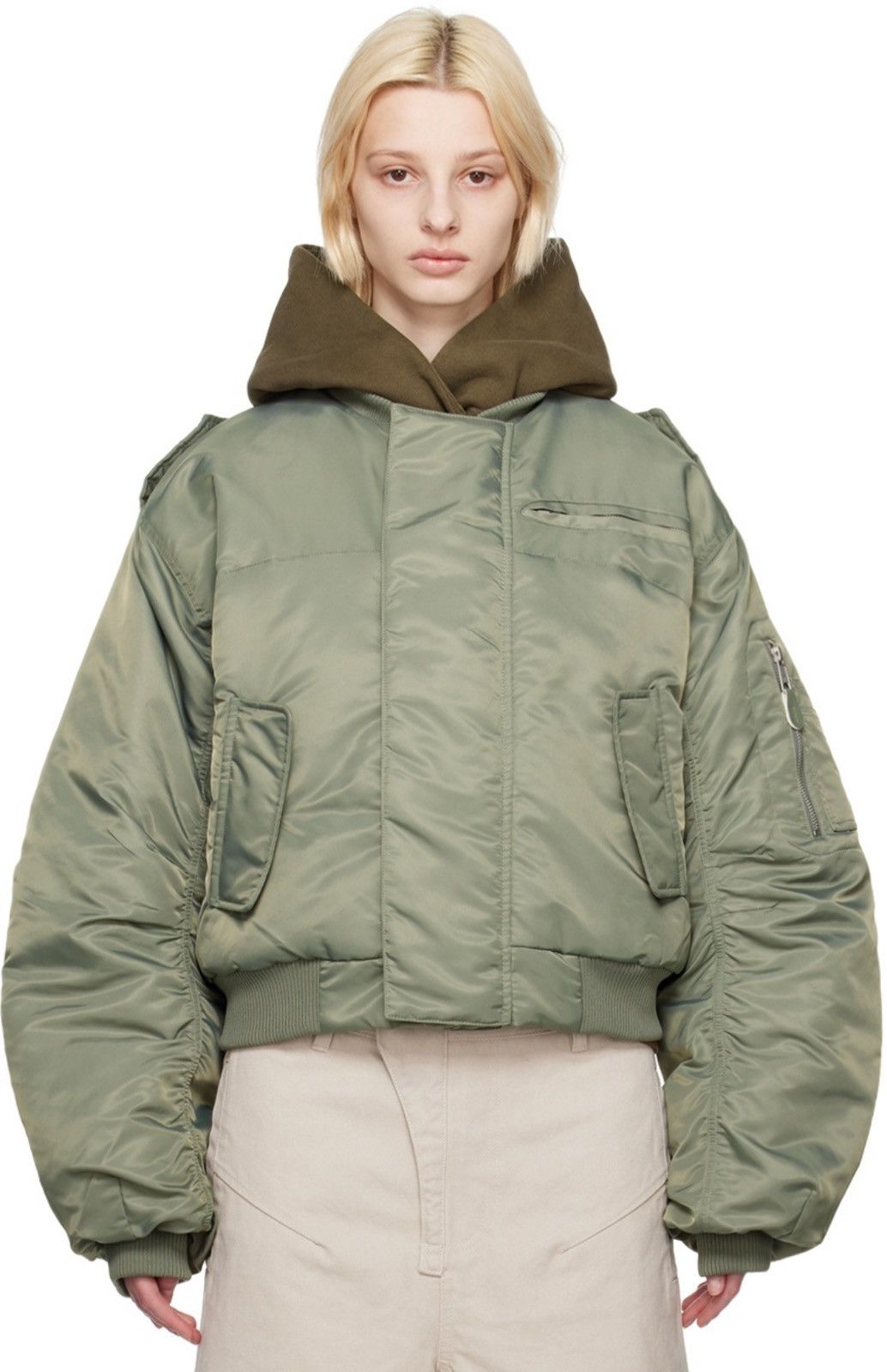 Entire Studios Entire Studios Women A-4 Bomber Jacket – Olive / Khaki (L) Size L / US 10 / IT 46 - 6 Thumbnail