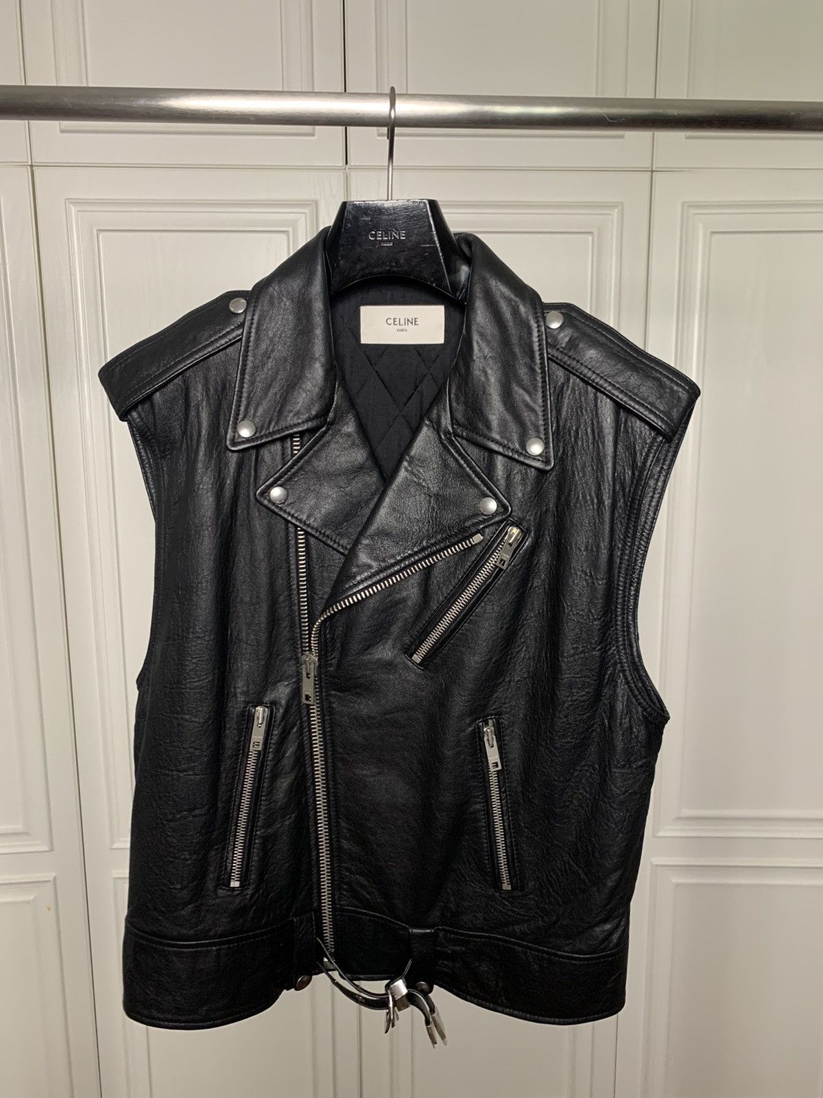 Celine Celine 2022SS Oversized Lambskin biker jacket Size US S / EU 44-46 / 1 - 1 Thumbnail
