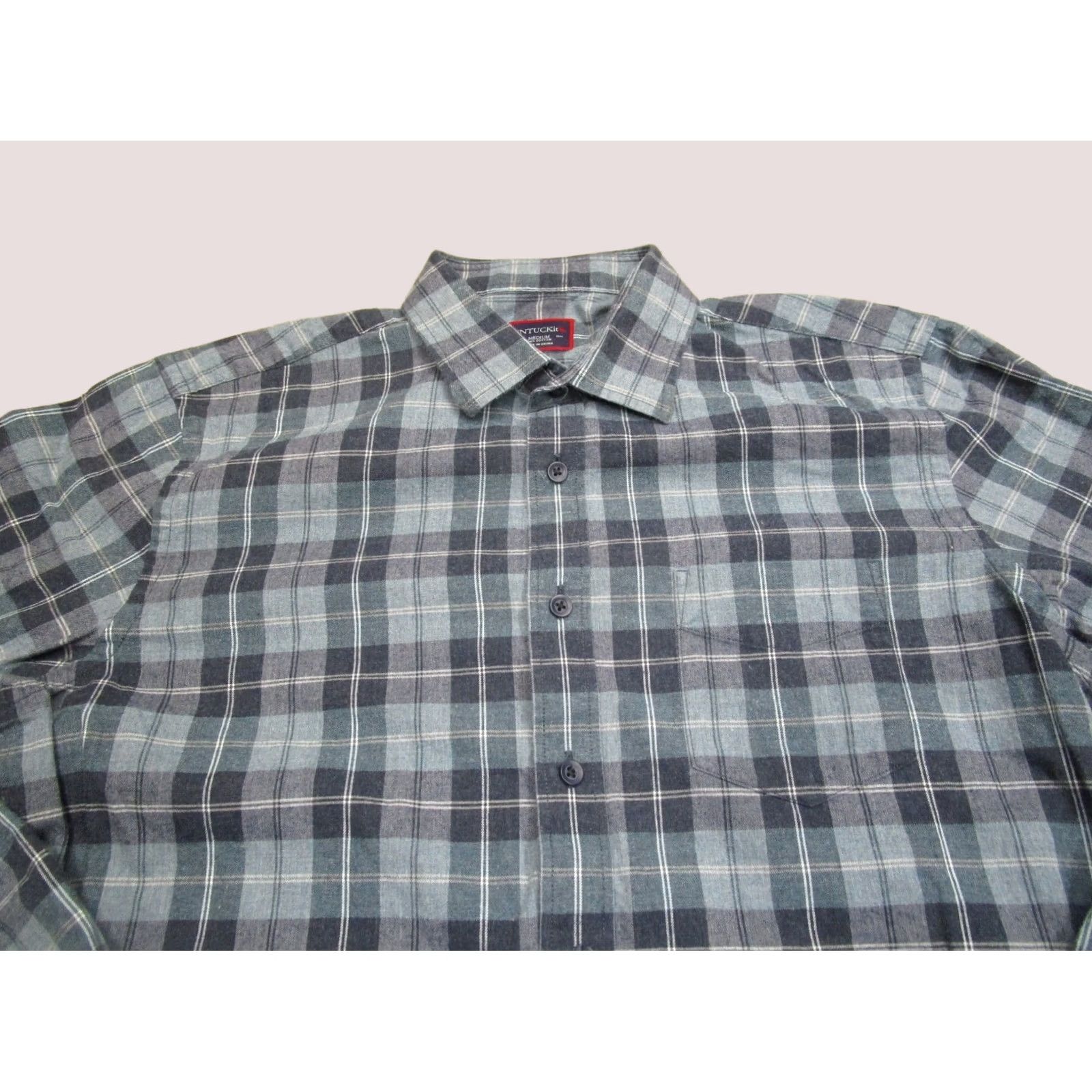 UNTUCKit UNTUCKit Shirt Men Medium Gray Plaid Flannel Long Sleeve Button-Up Casual Regular Size US M / EU 48-50 / 2 - 1 Thumbnail