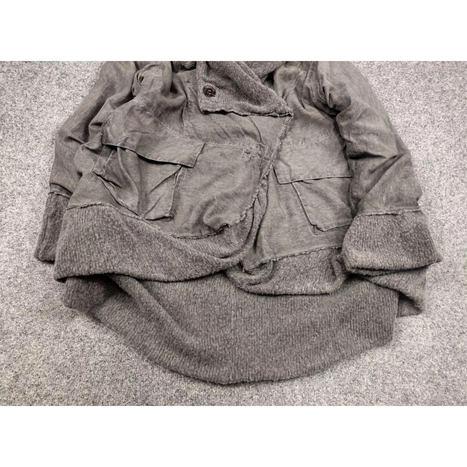 Vintage GRIZAS Design Garment Gray Oversized Pocket Jacket Silk Wool Blend Shirt Regular M Womens Size M / US 6-8 / IT 42-44 - 3 Thumbnail