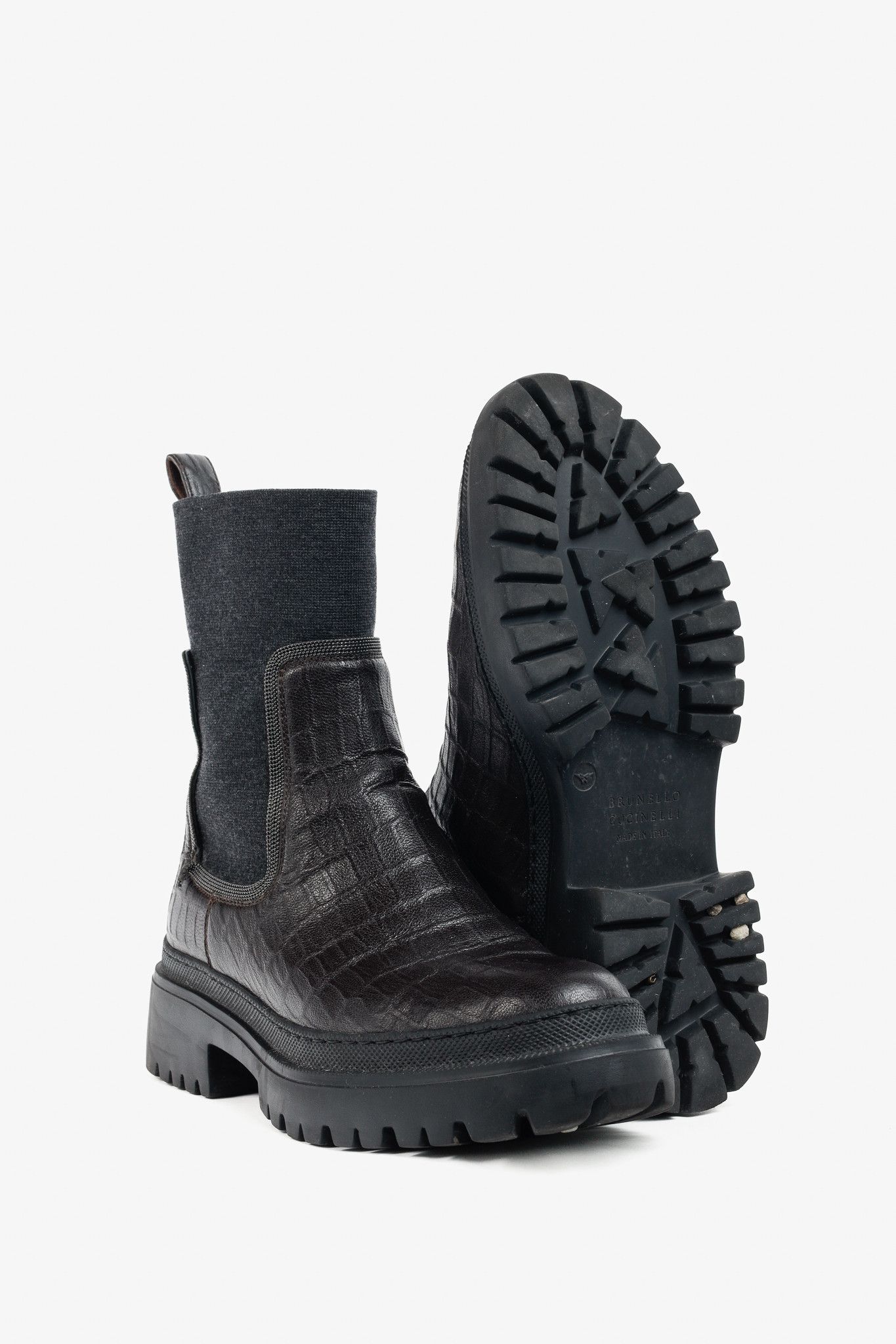 Brunello Cucinelli Brunello Cucinelli Monili Croc-Effect Leather Chelsea Boots Size US 9 / IT 39 - 4 Thumbnail