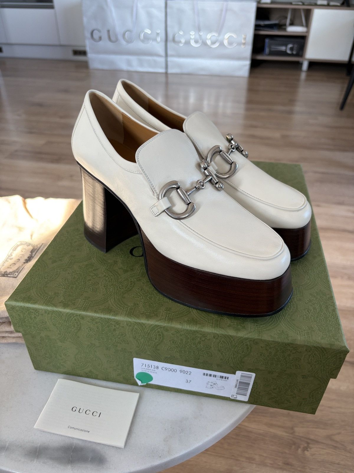 Gucci Gucci platform horsebit loafer white Size US 7 / IT 37 - 1 Thumbnail