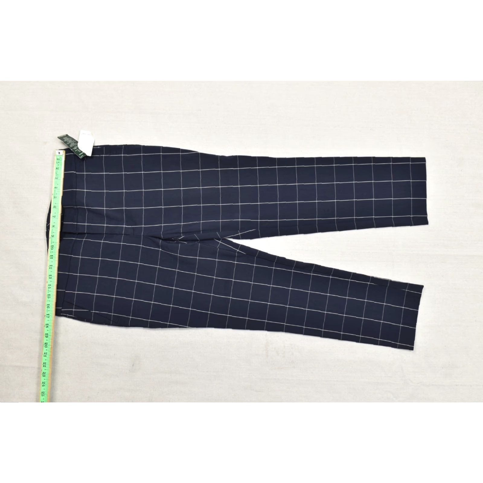 Ralph Lauren Lauren Ralph Lauren Women's 12 Navy Blue Windowpane Plaid Ankle Pants NEW Size 34" / US 12 / IT 48 - 3 Thumbnail